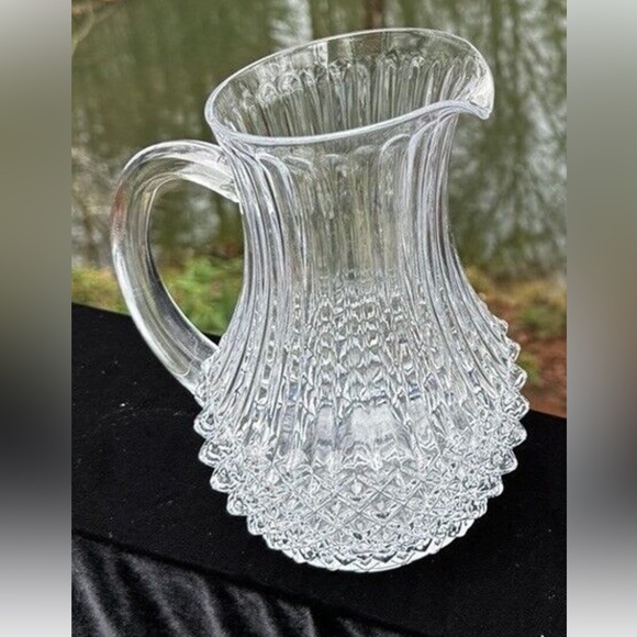 VTG Longchamp Crystal D’Arques Diamond Cut 24% Lead Crystal Clear Pitcher EUC - Picture 8 of 9